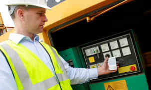 Workman scanning an RFID tag